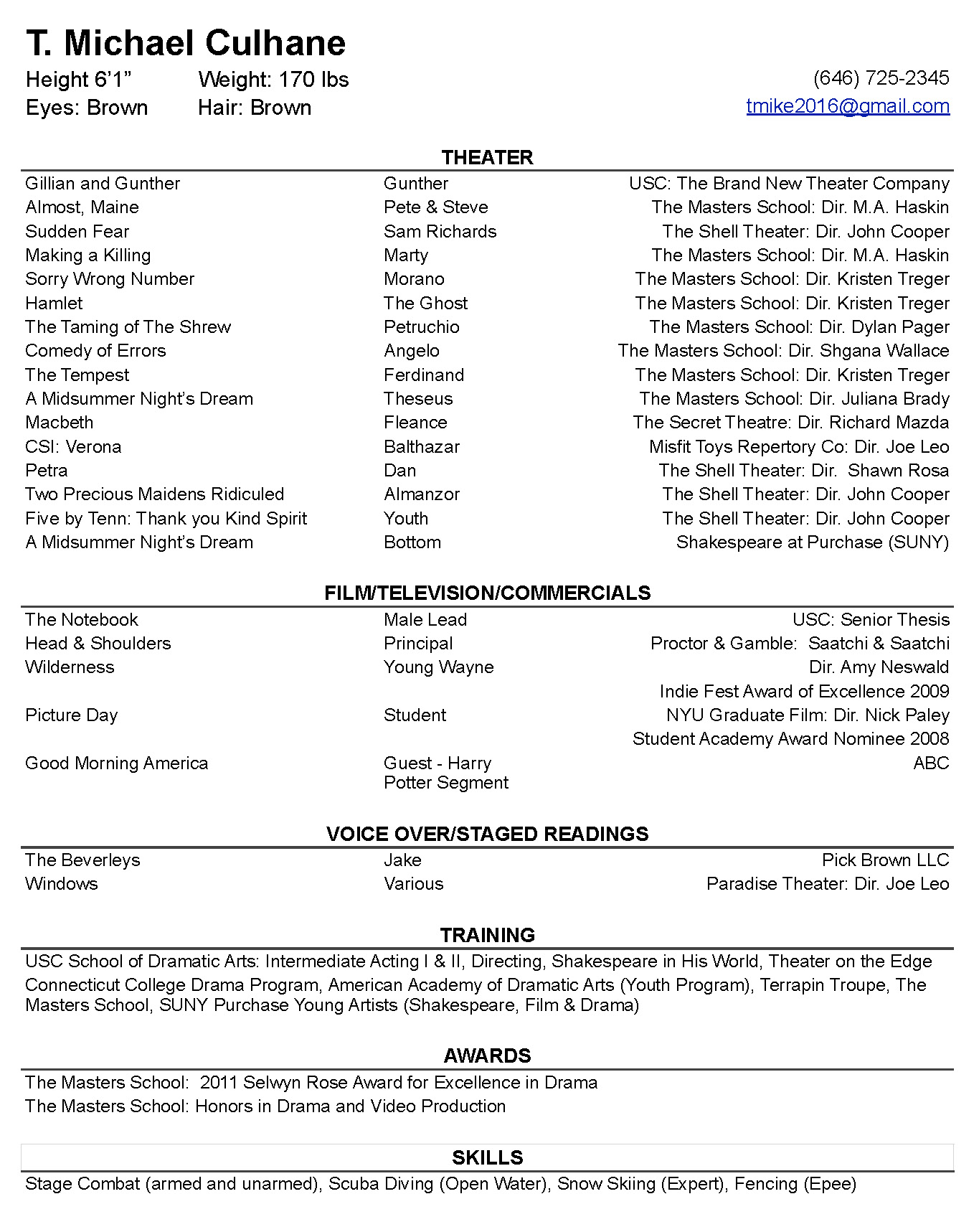TMC Acting Resume